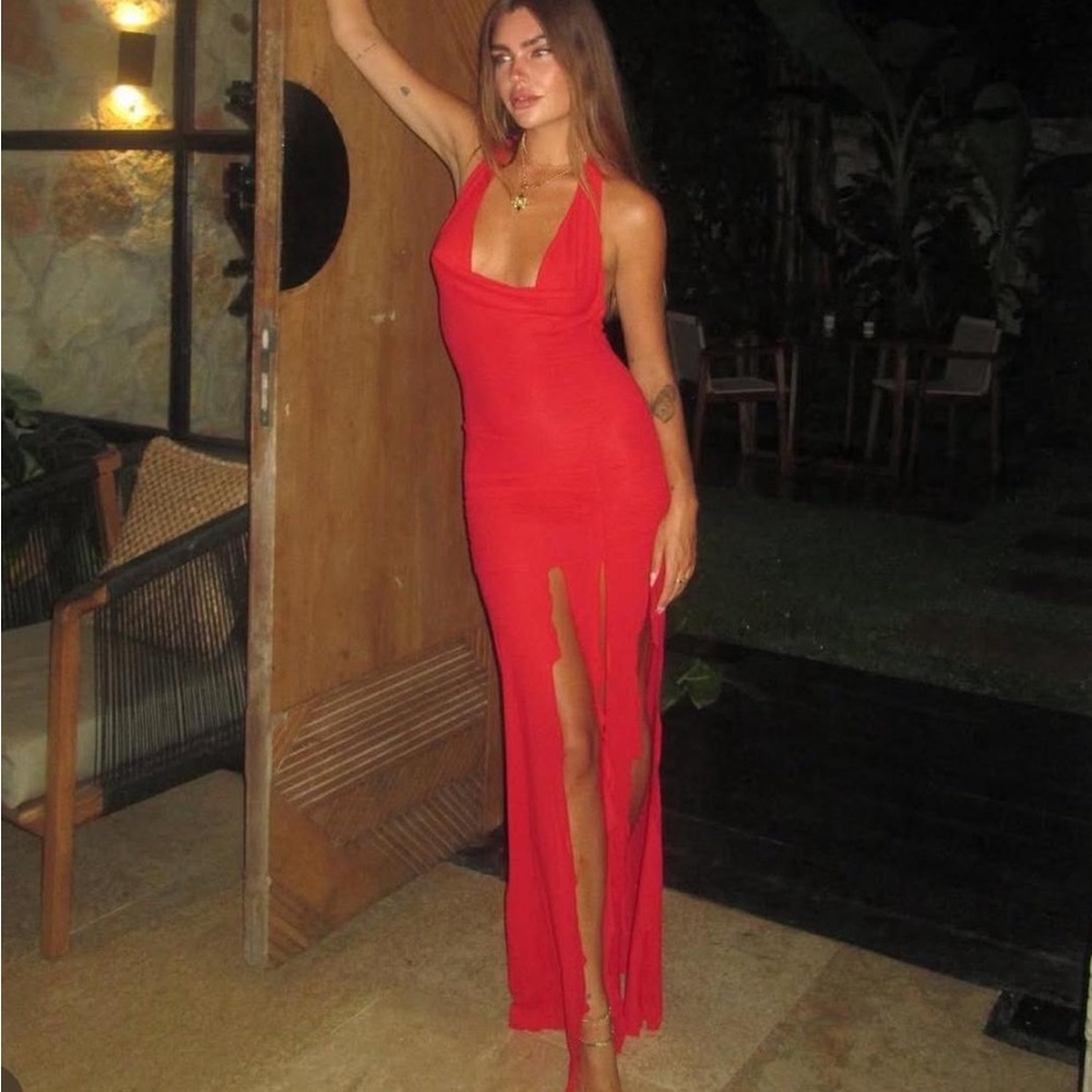 Indah Red Backless Dress